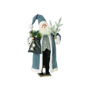 32 in. Gray Polyester Holiday Santa with Bells Figurine