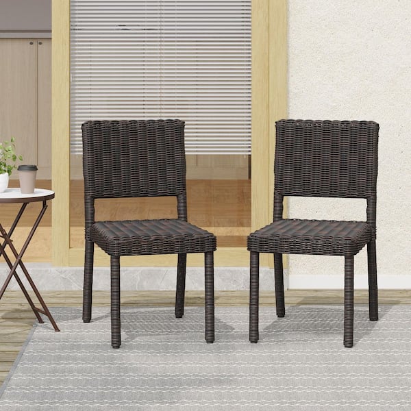 CHRISTOPHER KNIGHT HOME Evelyn Multi-Brown Faux Rattan Outdoor Patio Dining Chairs, Set of 2