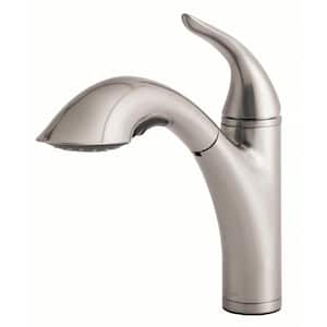 Antioch 1-Handle Pull-Out with 1.75 GPM Deck Mount Kitchen Faucet in Stainless Steel