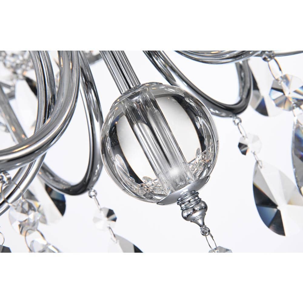 Chrome Mini Crystal Candle Drum Chandelier, 22"