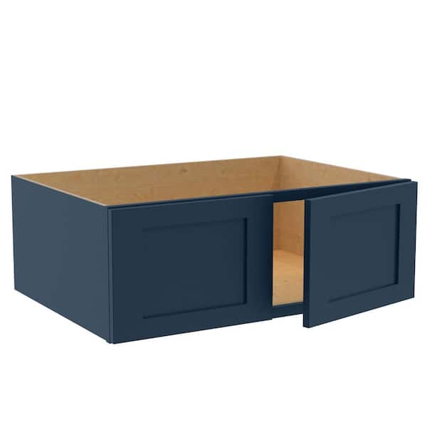 Newport 33 in. W x 24 in. D x 12 in. H Assembled Plywood Wall Bridge Kitchen Cabinet in Mythic Blue with Soft Close