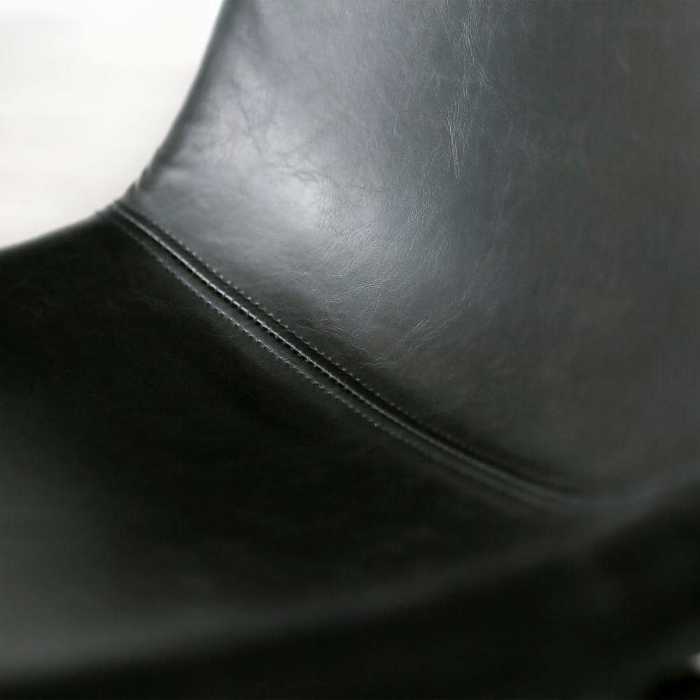 Sleek Black Faux Leather and Metal Space-Saving Dining Chair Set