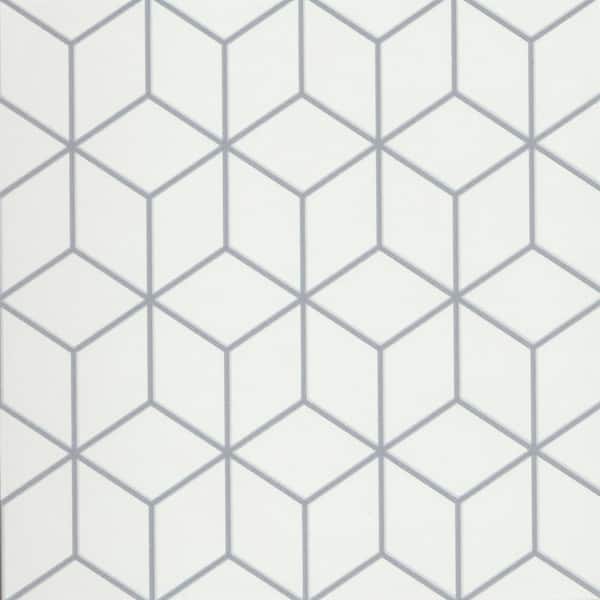 EMSER TILE Geometry Gray 9.84 in. x 9.84 in. Matte Patterned Look Porcelain Floor and Wall Tile (10.768 sq. ft./Case)