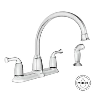 Banbury Double Handle Mid-Arc Standard Kitchen Faucet with Side Sprayer in Chrome