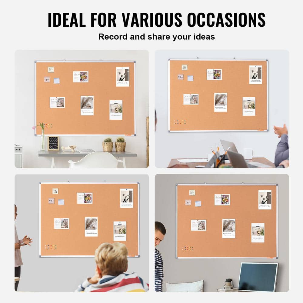 Large White Aluminum Framed Cork Bulletin Board