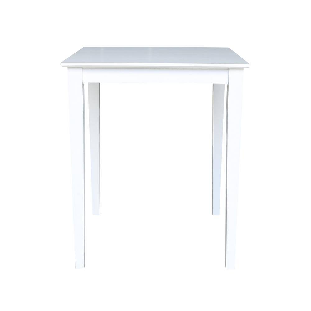 Elegant White Rubberwood 30" Square Counter Height Dining Table