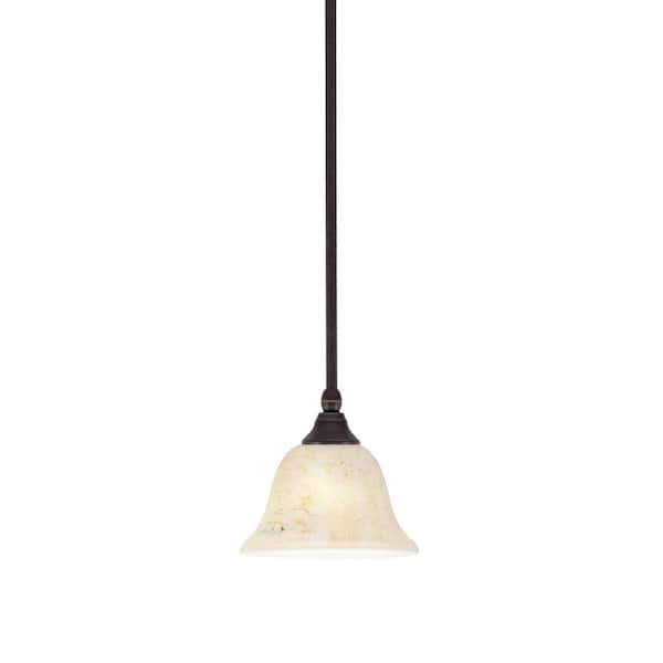 Unbranded Sparta 100-Watt 1-Light Dark Granite Shaded Pendant Mini Pendant Light with Italian Marble Glass, No Bulb Included