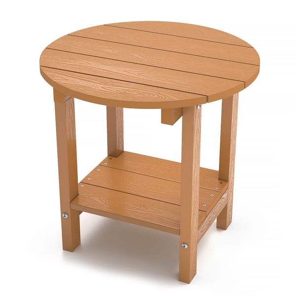 Mximu 17-5/8 in. H Teak Round Plastic Outdoor Patio Adirondack Side Table