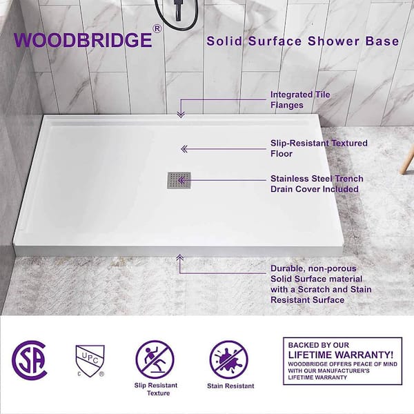 WoodBridge 60'' W 32'' D Rectangular Single Shower Base & Reviews