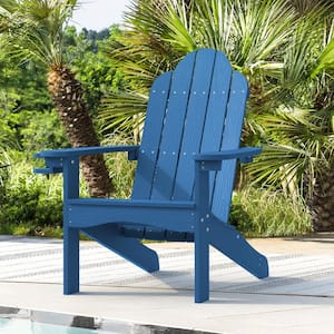Phillida Dark Blue Recycled HIPS Plastic Weather Resistant Reclining Outdoor Adirondack Chair Patio Fire Pit Chair 1Pc