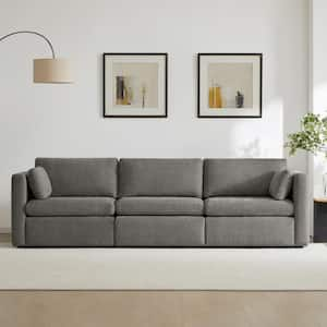 Rhea 112.6 in. Straight Arm Fabric Straight Sofa in Fossil Gray