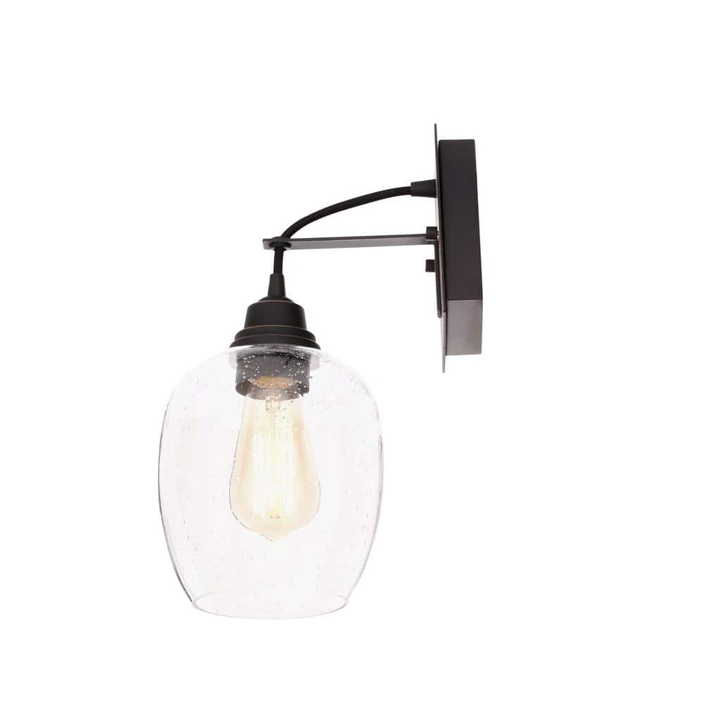 Eldon Vintage-Style Seeded Glass Wall Sconce in Oil Rubbed Bronze