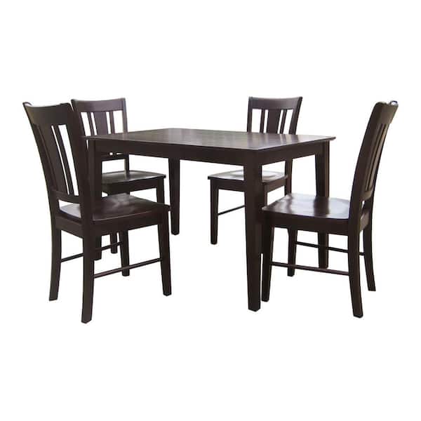 International Concepts Mia 5-Piece 30 in. Rich Mocha Rectangular Solid Wood Dining Set with San Remo Chairs