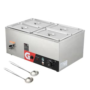 18.8 qt /18L 4-Pan Electric Countertop Food Warmer Buffet Server in Stainless Steel with 4 x 4.7 qt  Pan