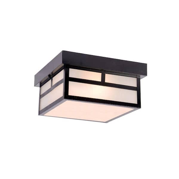 Artisan Collection 1-Light Matte Black Outdoor Ceiling-Mount Light