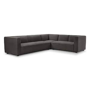 Kyle 37 in.Gray Stain-Resistant Fabric Sectional
