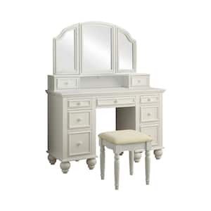 Zulpo 2-Piece White Tri-Panel Mirror Vanity Set
