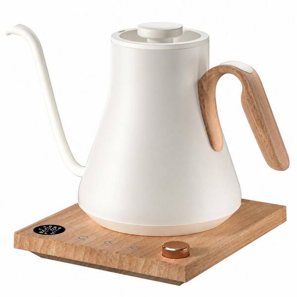 30 oz Cream White Stainless Steel Gooseneck Electric Kettle Precise Temp Control for Coffee Tea 1 Piece
