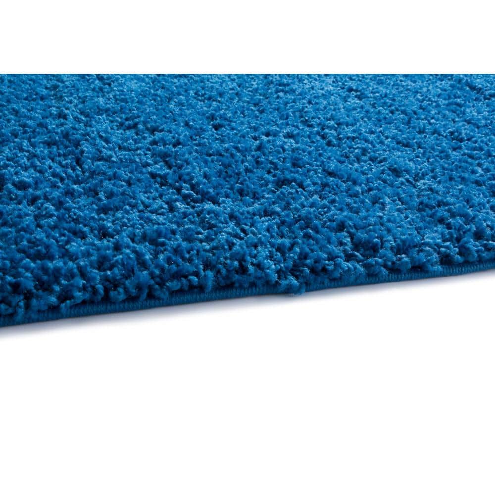 Dark Blue Luxe Shag Rectangular Area Rug 63"L x 47"W