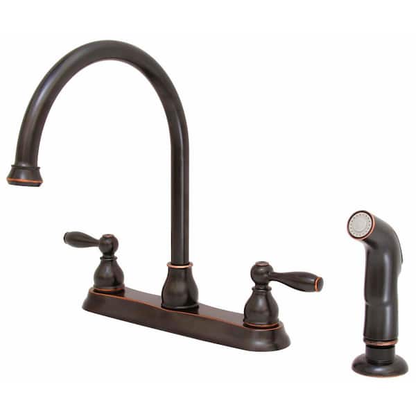 Premier Muir 2-Handle High Arc Kitchen Faucet with Sprayer in Oil Rub Bronze