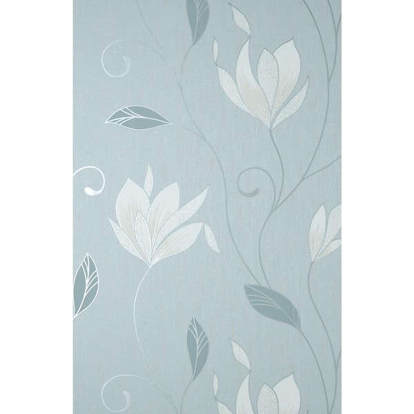Fine Decor Synergy Light Blue Floral Wallpaper Sample