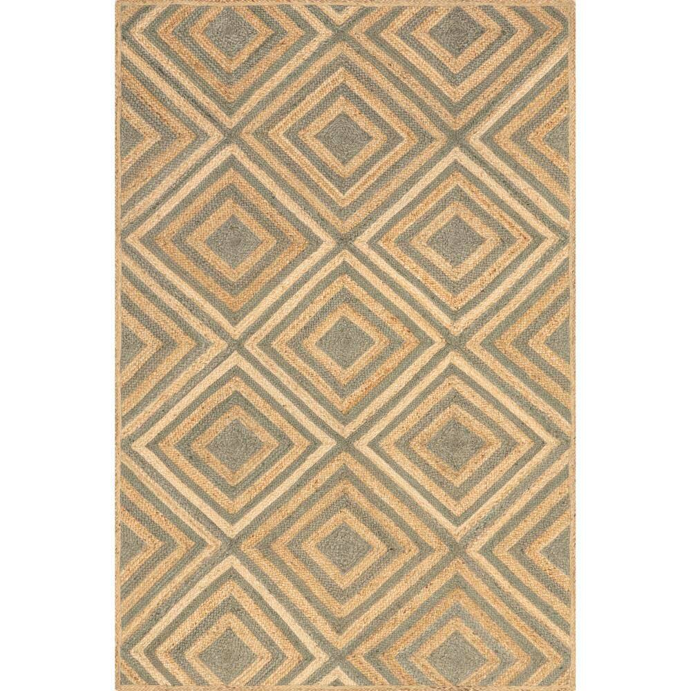 nuLOOM Lauren Liess Dogwood Tiled Jute Natural 10 ft. x 14 ft. Modern Area Rug TAJT23A10014