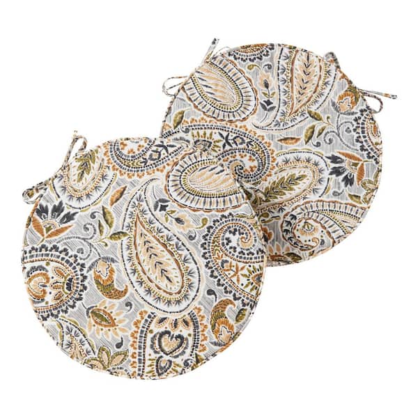 Greendale Home Fashions 18 in. x 18 in. Arctic Paisley Round