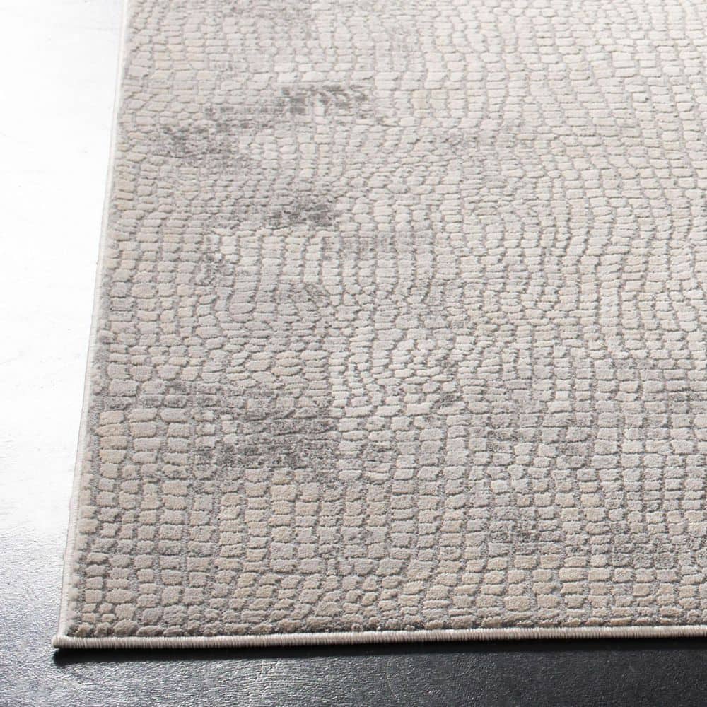 Gray Abstract 9' x 12' Stain-Resistant Synthetic Area Rug