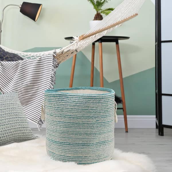Amara Textured Cotton Aqua Blue / White Distressed