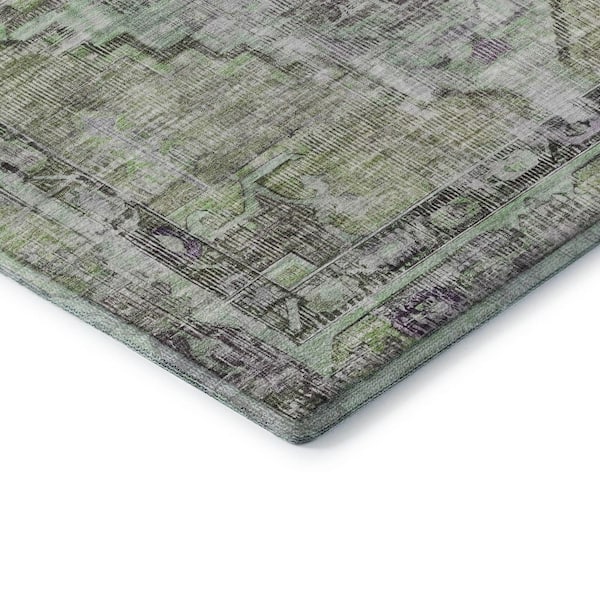 Mayfield Premium Machine Washable Abstract AMF1729 Aloe 2 ft. 3 in. x 7 ft. 6 in. Runner Rug