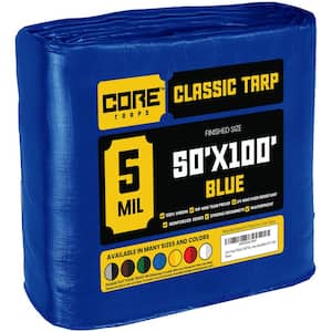 50 ft. x 100 ft. Blue 5 Mil Heavy Duty Polyethylene Tarp, Waterproof, UV Resistant, Rip and Tear Proof