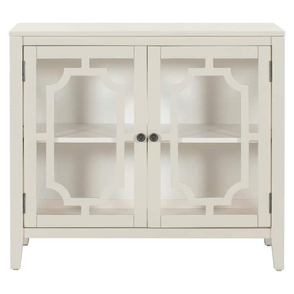Unbranded Modern White Accent Sideboard Storage Cabinet Wooden Cabinet with Decorative Door