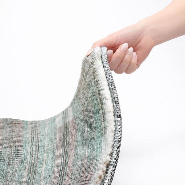 Dream Shag Premium Machine Washable Abstract ADS819 Teal 9 ft. x 12 ft. Area Rug