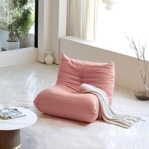 34.25 in. Comfy Lazy Floor Sofa Mohair Teddy Velvet Bean Bag Bedroom Living Room Armless Foam-Filled Thick Couch, Pink