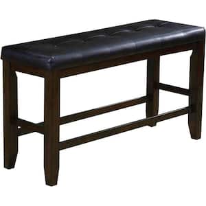17 in. Black and Brown Backless Bedroom Bench with Padded Seat