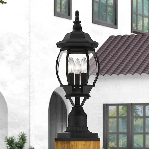 AVIANCE LIGHTING Yorkmont 3-Light Textured Black Cast Aluminum Hardwired Outdoor Waterproof Post Light