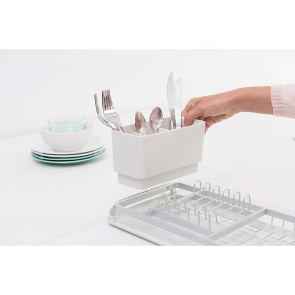 Brabantia Large Dish Drying Draining Rack (Dark Gray) Plastic Easy-Clean  Drip Tray & Removable Cutlery Basket