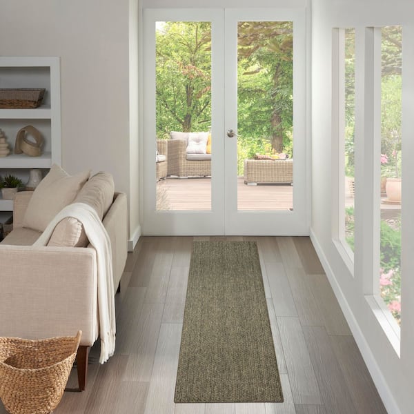 Tulum Olive 2 ft. x 10 ft. All-Over Design Contemporary Runner Area Rug