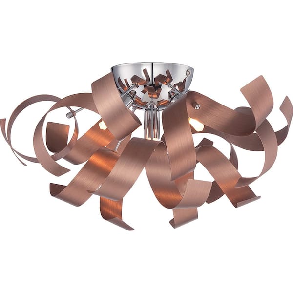 Quoizel Ribbons 16.5 in. 4-Light Satin Copper Flush Mount