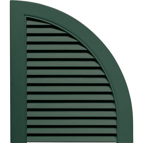 Builders Edge 15 in. x 17 in. Louvered Design Forest Green Quarter Round Tops Pair #028