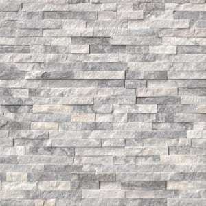 Alaska Gray Ledger Panel 6 in. x 24 in. Textured Marble Stone Look Wall Tile (6 sq. ft./Case)