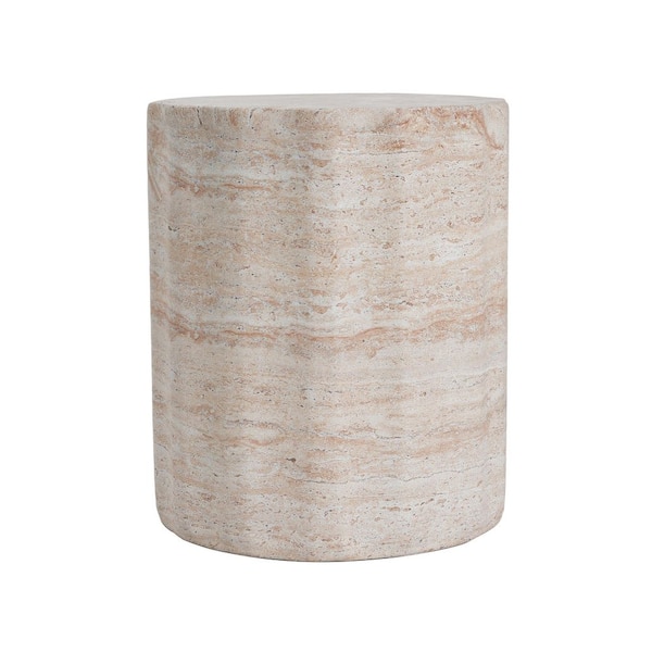 Outdoor/Indoor Lightweight Concrete Side Table, Travertine Finish