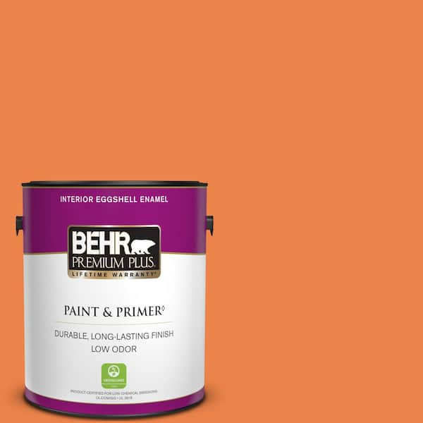 BEHR PREMIUM PLUS 1 gal. #240B-6 Orange Zest Eggshell Enamel Low Odor Interior Paint & Primer