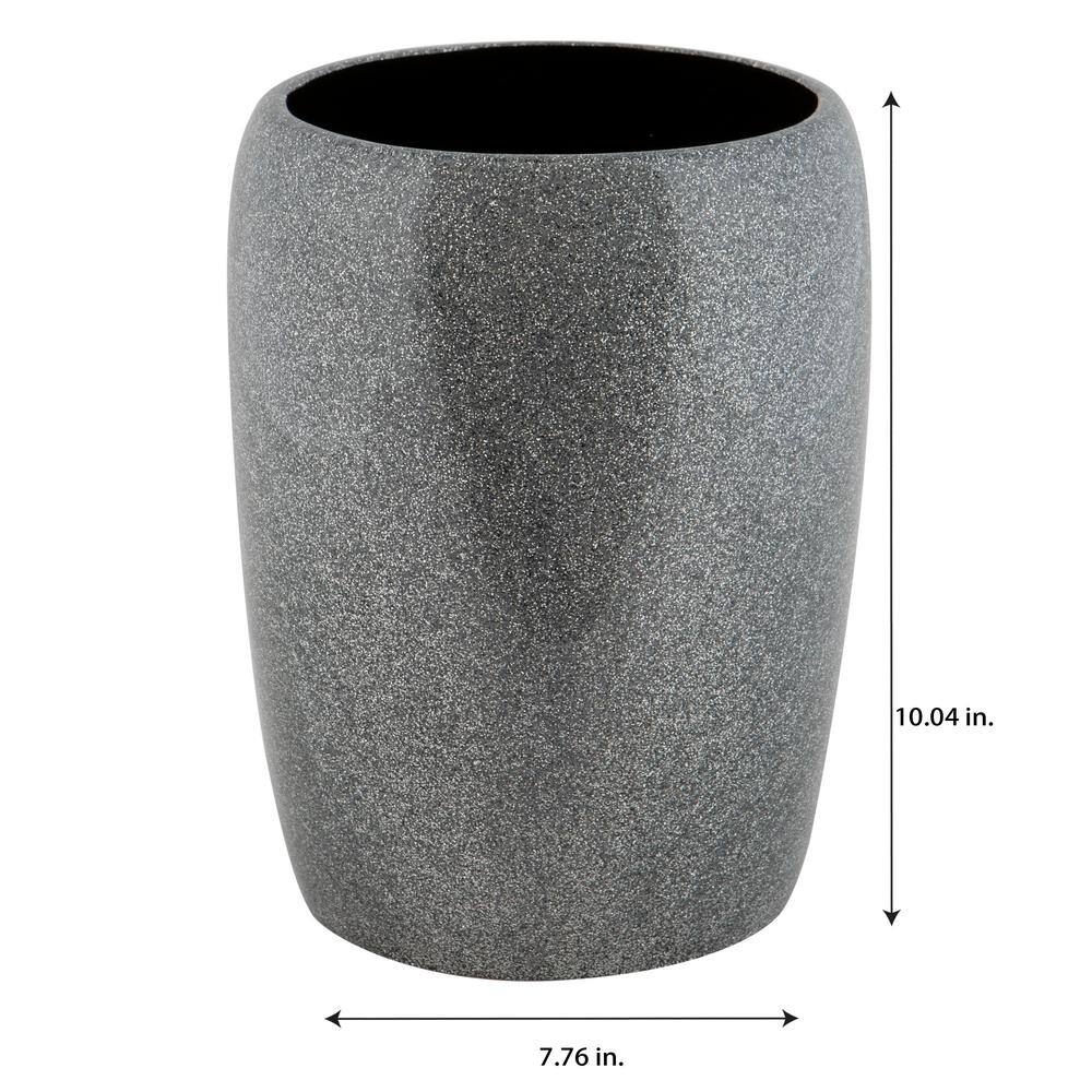 Gray Glitter Polyresin Circular Waste Bin