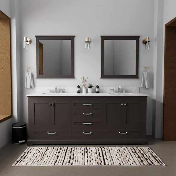 Lexora Dukes 80-in Espresso Bathroom Vanity Cabinet (Mirror Included)