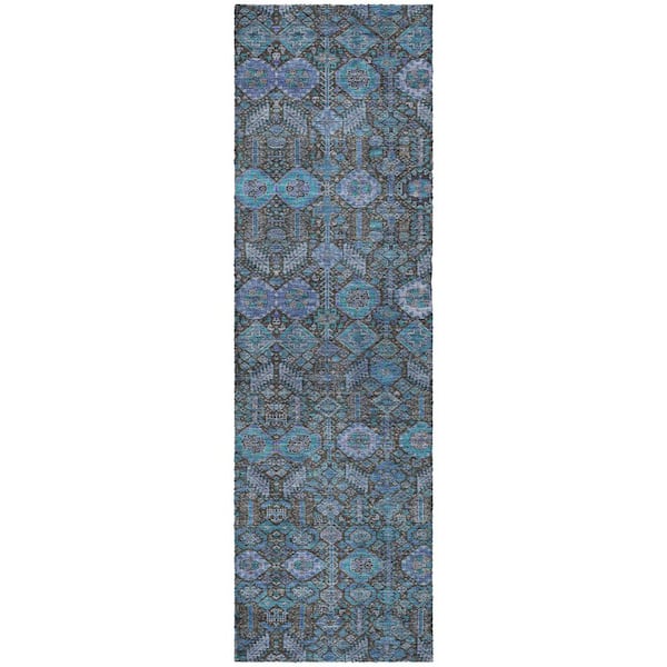 Dream Shag Premium Machine Washable Abstract ADS574 Teal 2 ft. x 7 ft. Runner Rug