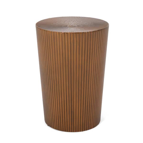 Unbranded Metal Langseth Iron Sunburst Hammered End Table, Antique Bronze