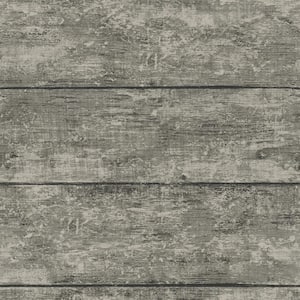 Grey Paper Pre-Pasted Textured Cabin Charcoal Wood Planks Strippable Wallpaper