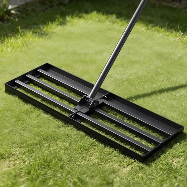 Builders Leveling Rake 30 x 10 in. Lawn Leveling Rake with Adjustable 47-77 in. Handle and 180 ...