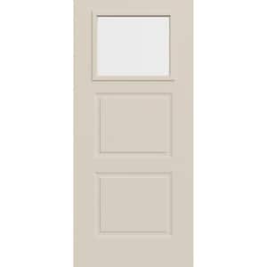 36 in. x 80 in. 2 Panel 1/4 Lite Right-Hand/Inswing Clear Glass Primed Steel Front Door Slab